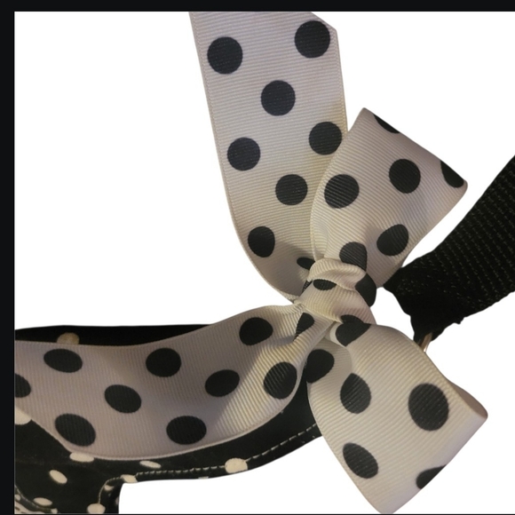 Polka Dot Handmade Graphic Shoulder Bag Black White Lightweight Whimsical Art - Picture 8 of 16